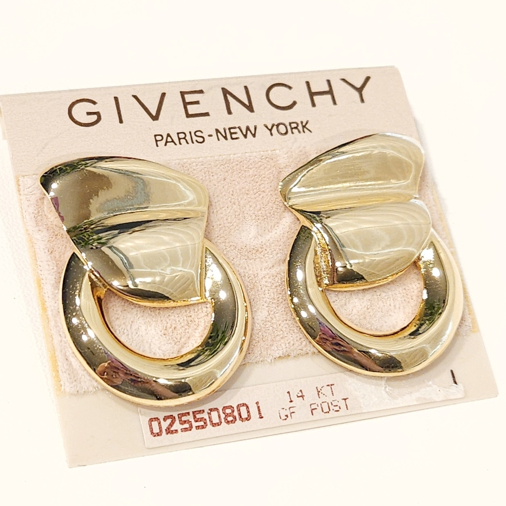 Vintage Givenchy Chunky Gold Earrings NWT 14K Gold Filled Post